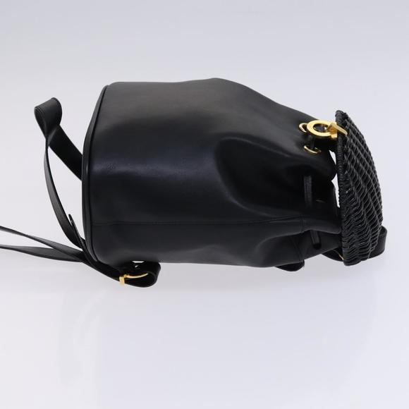 Salvatore Ferragamo Backpack Leather Black Gold Auth KD177 main image 5